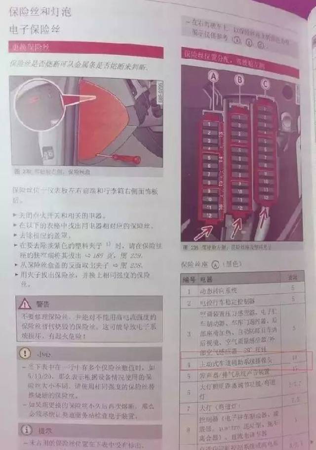 奧迪a6l ,a4l,q3 ,q5,q7保險盒接線示意圖