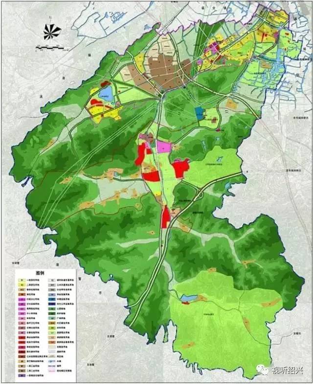 蘭亭鎮規劃結構佈局 而在未來的用地佈局方面,形成城鎮綜合發展中心