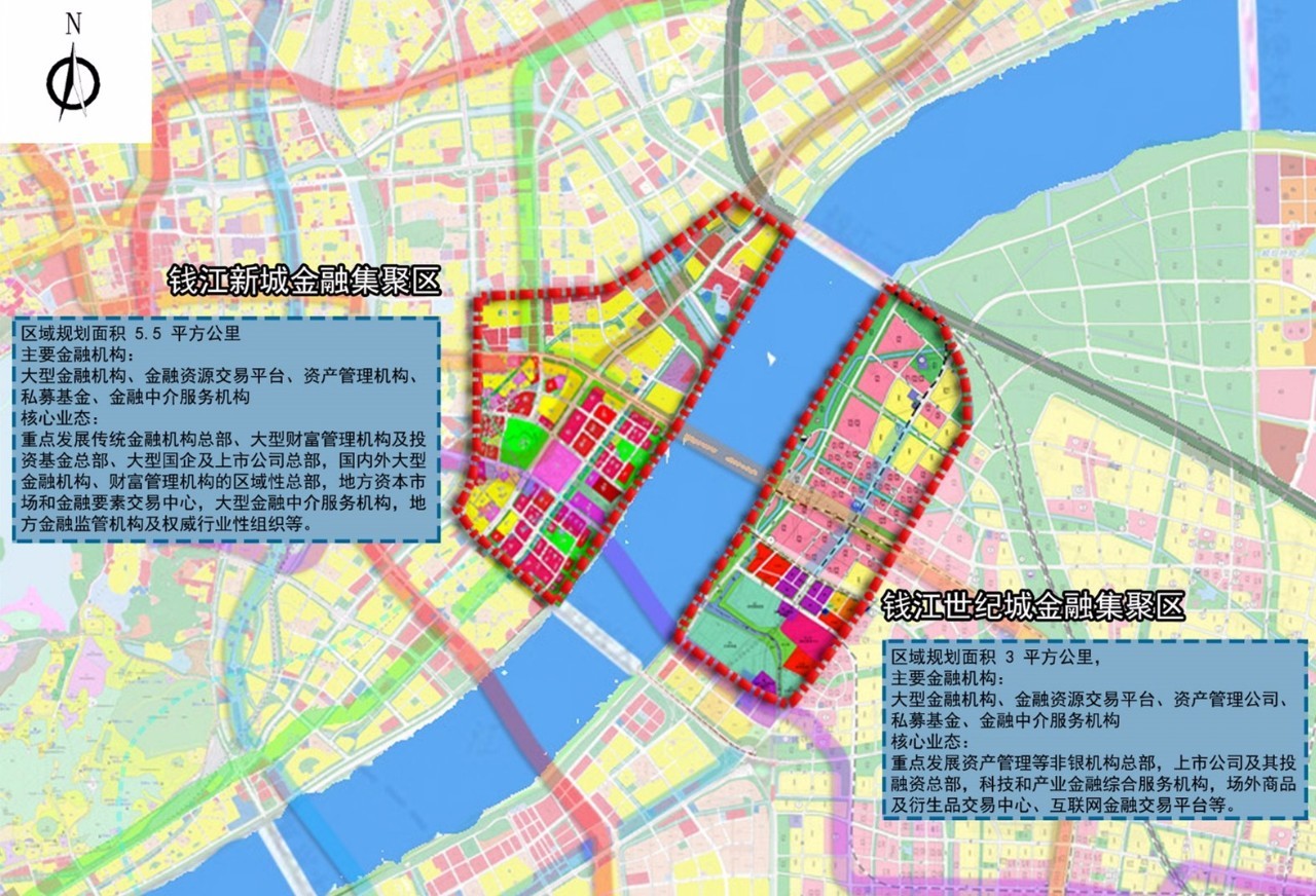 包括钱江新城核心区和二期发展区和钱江世纪城临江区块和陆家嘴金融