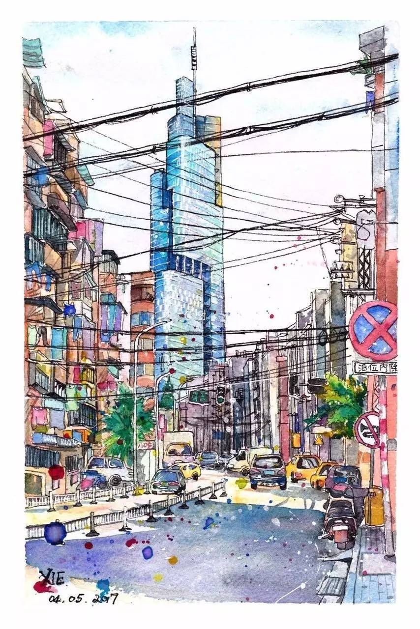 手绘欣赏南京紫峰大厦