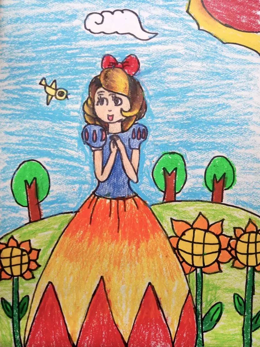 纯真《美丽的白雪公主》高抒言7岁2茉莉公主画得很传神!