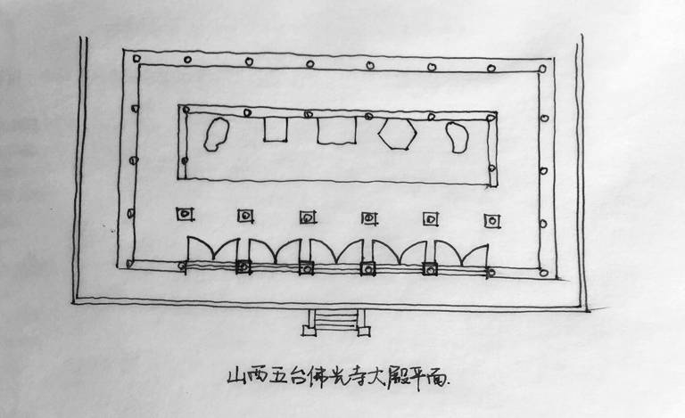 佛光寺大殿平面图手绘图片