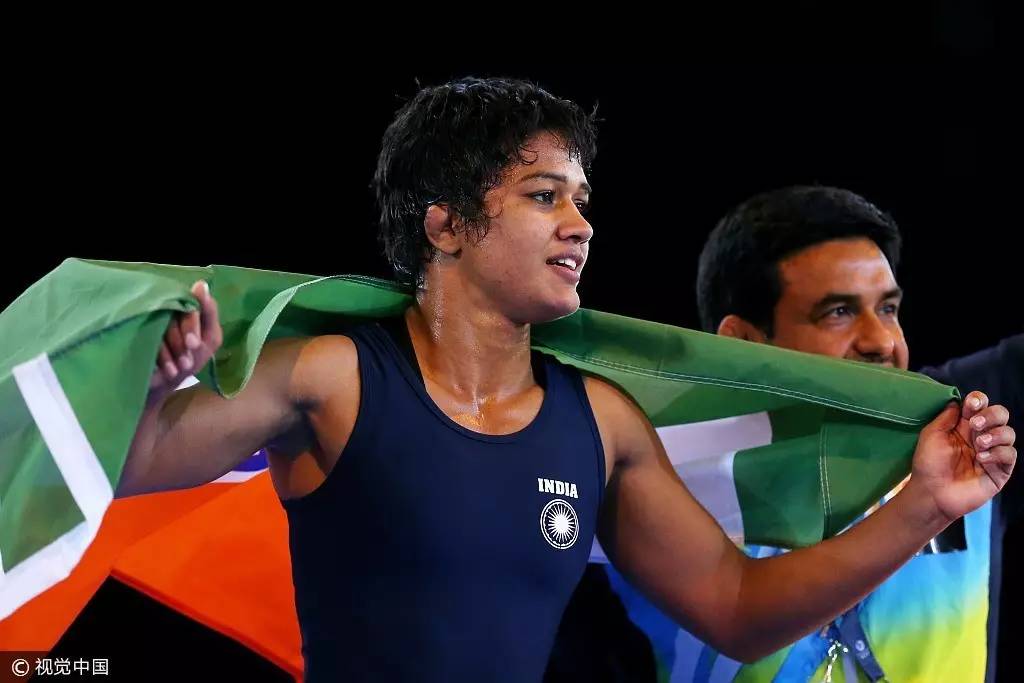 2012年7月17日,印度新德里,伦敦奥运会印度代表团亮相,著名女摔跤运动