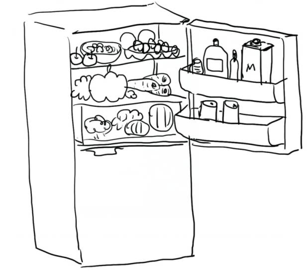 简笔画冰箱里的食物图片
