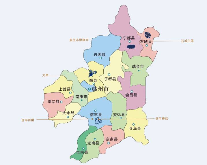 赣南18县地图图片