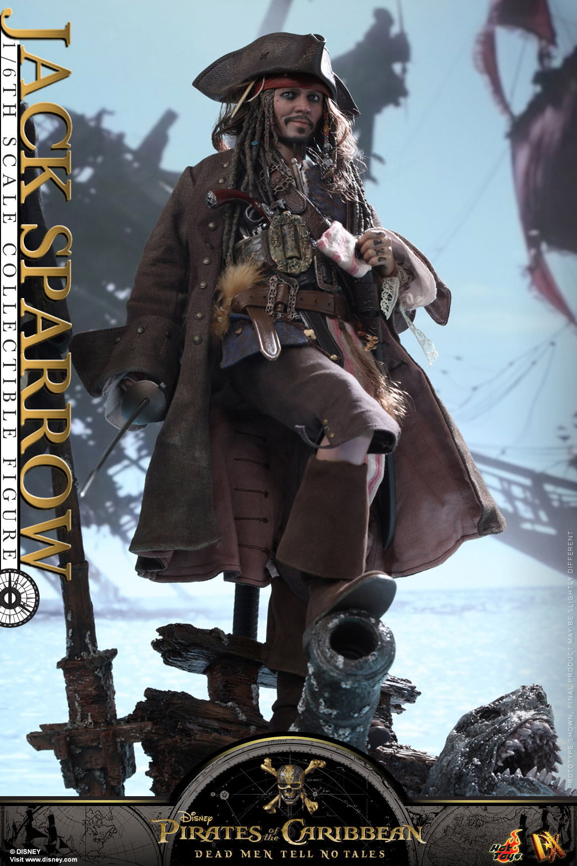 hottoys新品16dx15加勒比海盜5死無對證傑克船長jacksparrow可動人偶