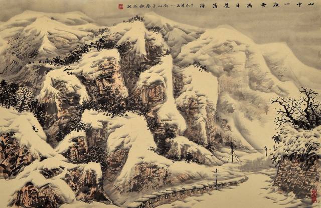 雪景山水画的画法