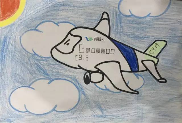 c919飞机儿童画图片