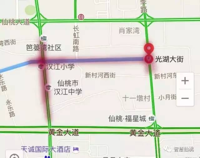 建设街仙桃八中到大新路口路段 汉江中学