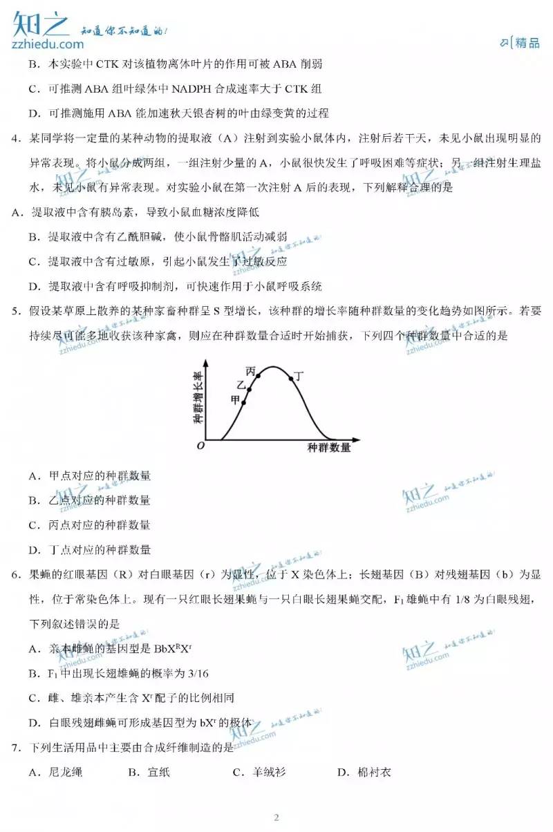 2017全国卷2理综图片