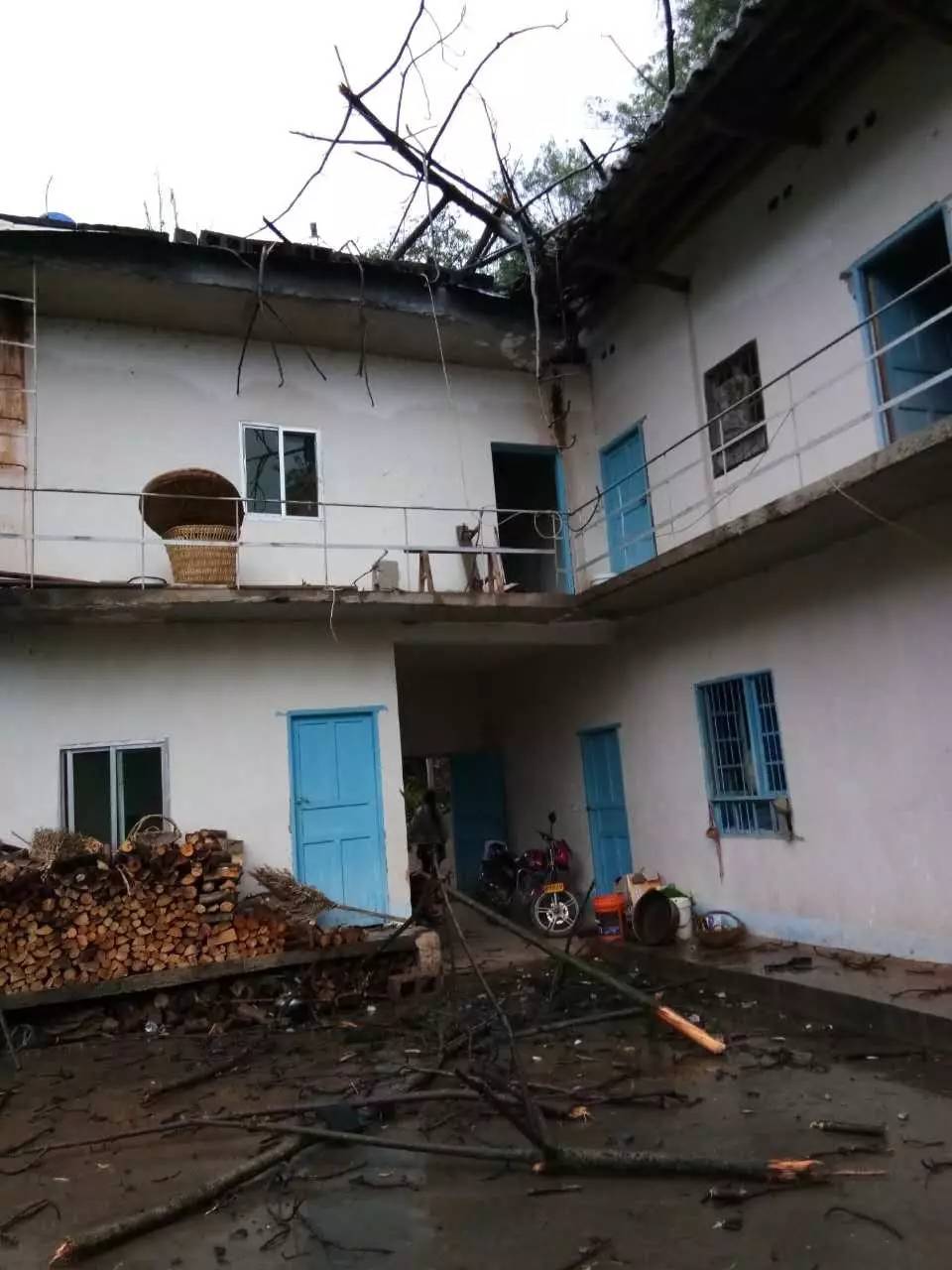 暴雨突袭宁南,大同乡跃进村村民房屋受损,蚕房进水,树木折断!