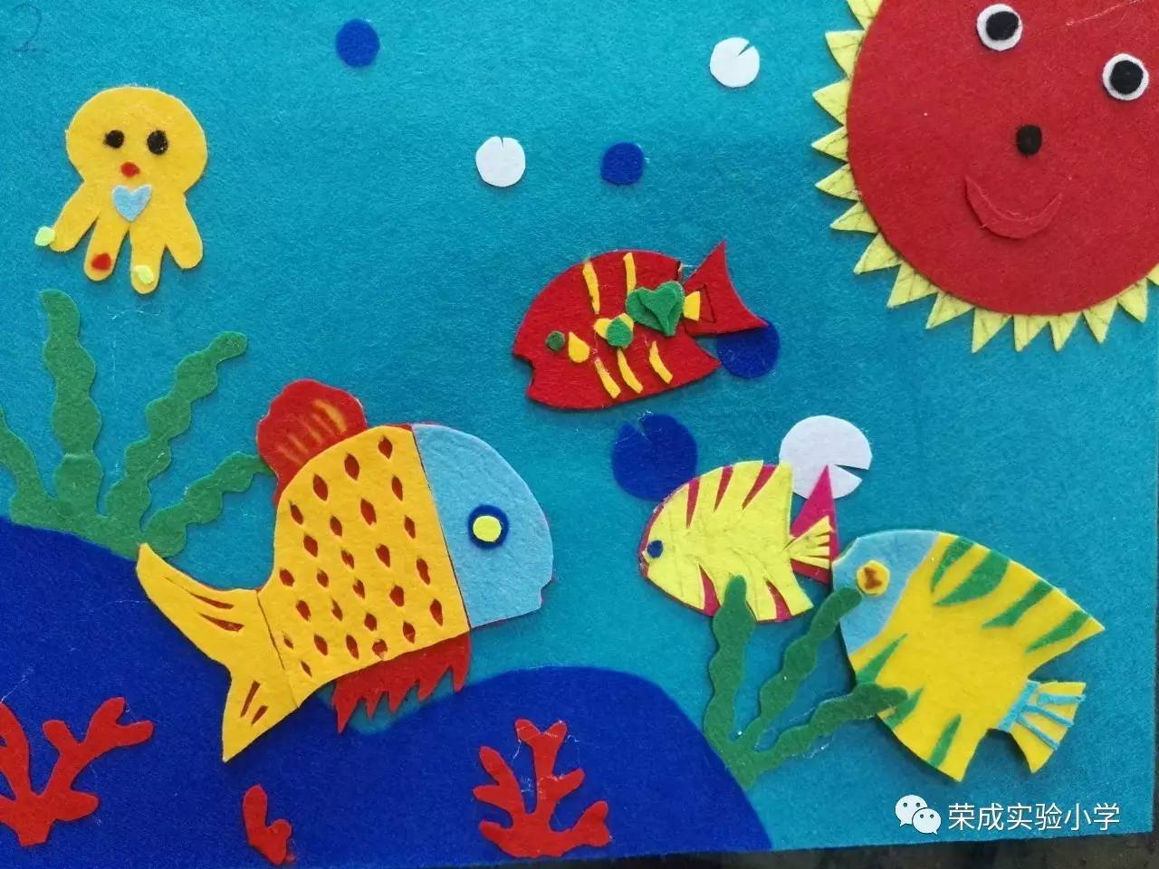 布艺拼贴画海洋生物图片