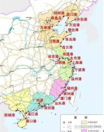 中国沿海港口分布图图片