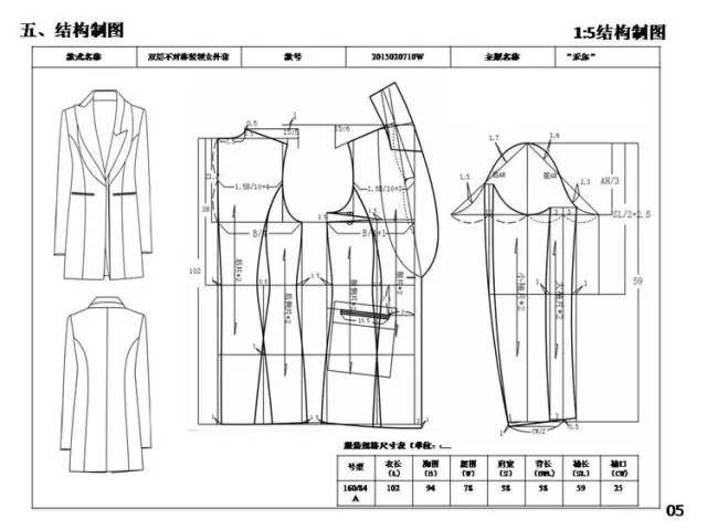 女裝樣板設計與製作優秀作品賞析款式圖工藝單結構圖放碼放縫