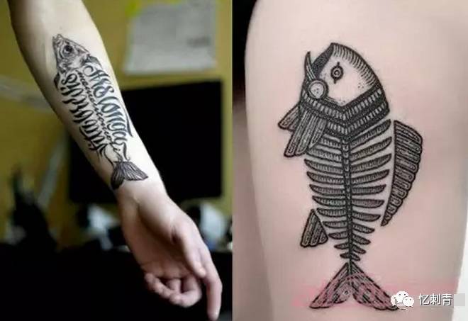 鱼骨头纹身图案图片
