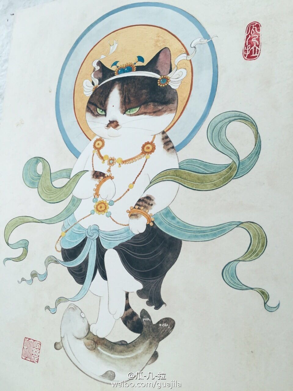 她将唐朝美女画成猫