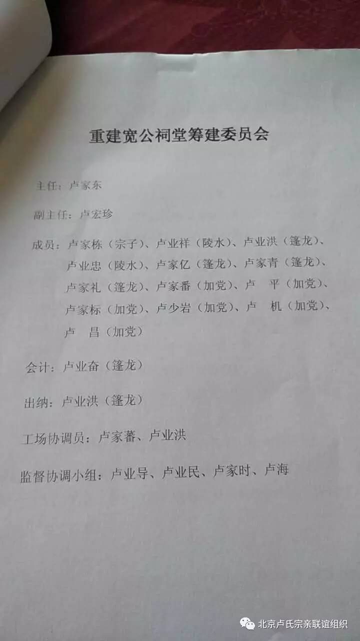 大会正式成立了重建海南卢氏第七世祖卢宽,卢晟俩公祠堂筹建委员会