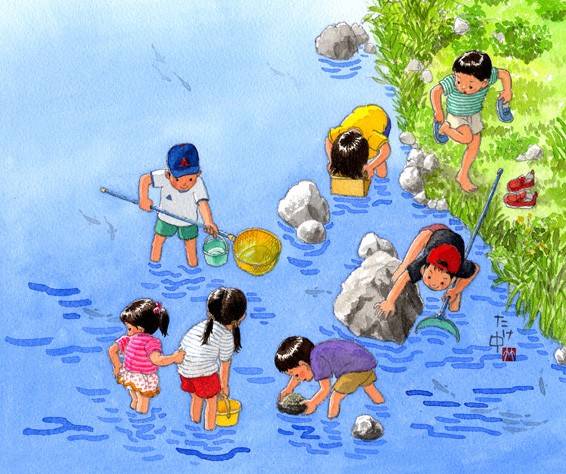 via竹中俊裕的插画作品现在孩子的童年在炫酷电子虚拟世界,大自然却遥