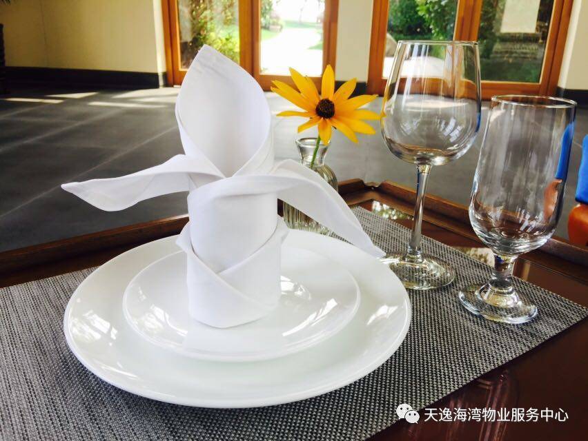 西餐餐巾折花盘花图片