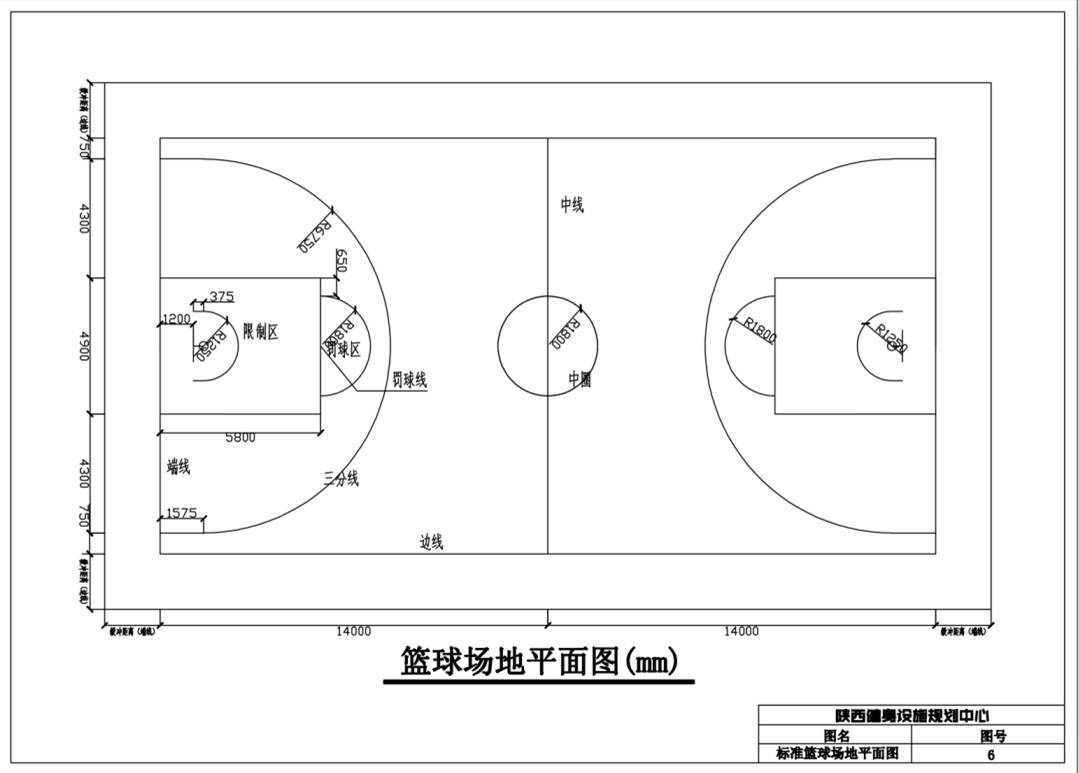 标准篮球场尺寸图纸图片