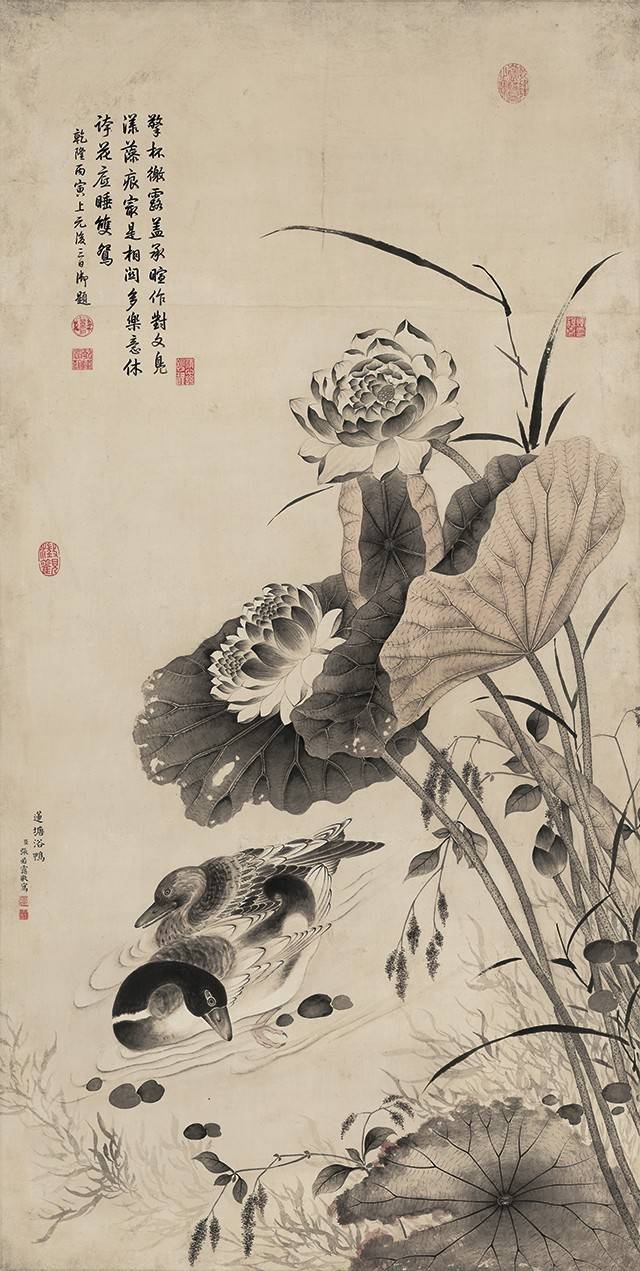 清代·画家吴振武荷花清 陈书《荷花》清 任伯年《荷花鸳鸯图》明