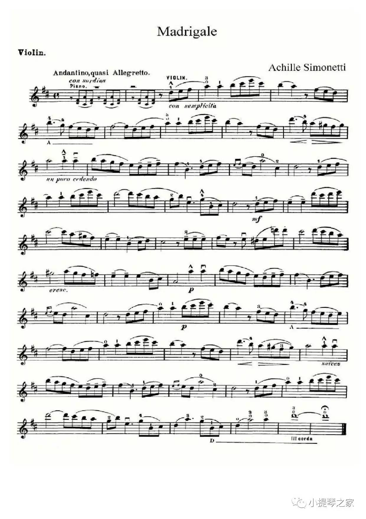 小提琴牧歌五线谱图片