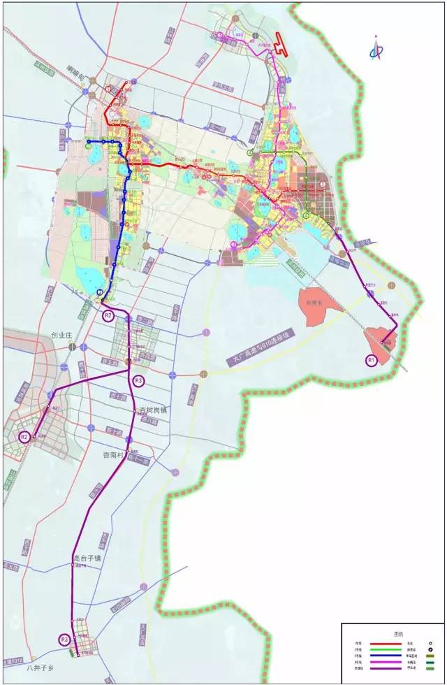 近期建设阶段,建成衔接东城片区和西城片区的2条线路,实现大庆西站与