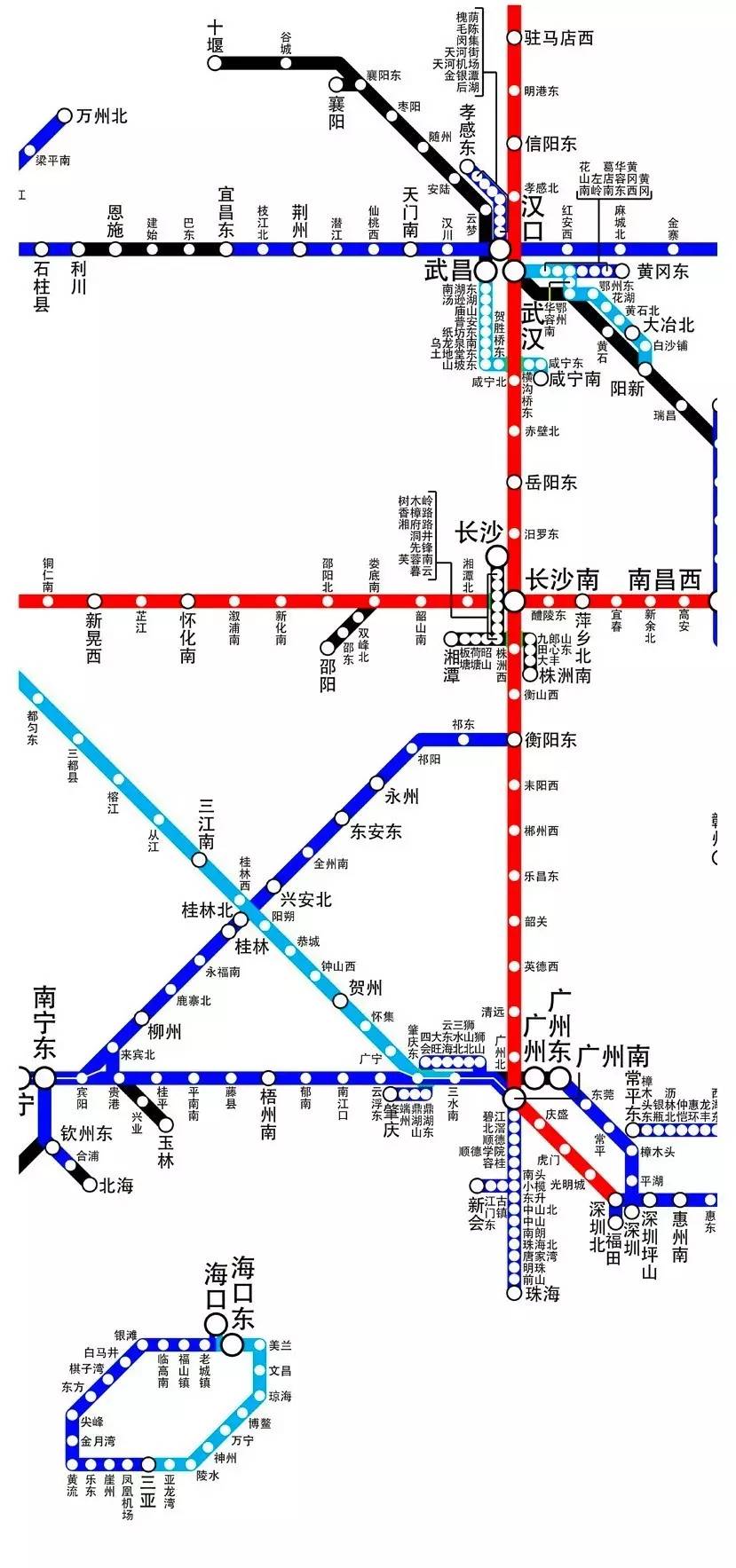 中国高铁线路图放大图片