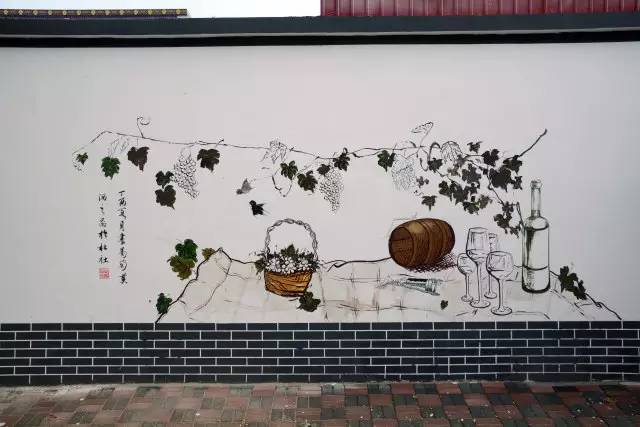 葡萄藤墙绘图片
