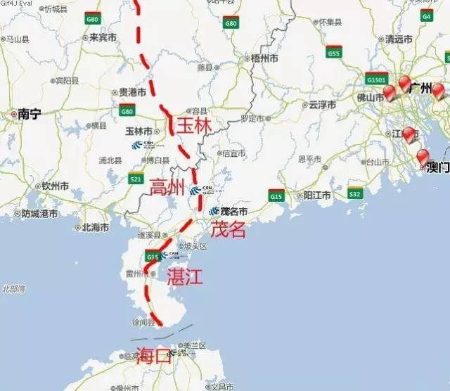 是包海高铁,张家界至海口旅游高铁的共线段,始于湛江西站,沿粤海铁路