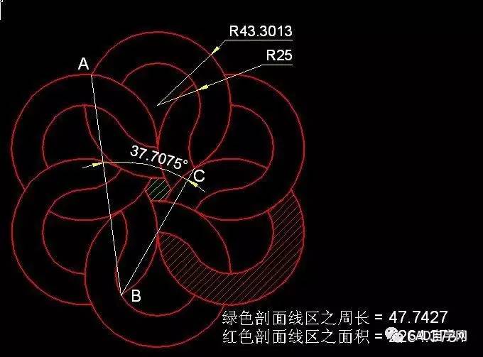 練習題 23】解題思路:本題的關鍵點: 主要是練習圓,陣列及修剪的畫法