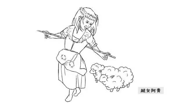 简笔画牧羊女图片