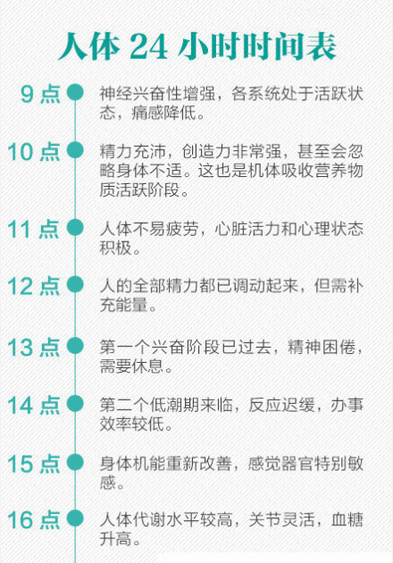 如何作息更合理?戳圖瞭解人體24小時時間表