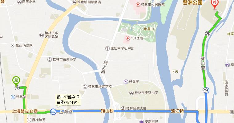 路線三:桂林火車北站 桂林火車北站--公交車18路疊彩商貿城站上車