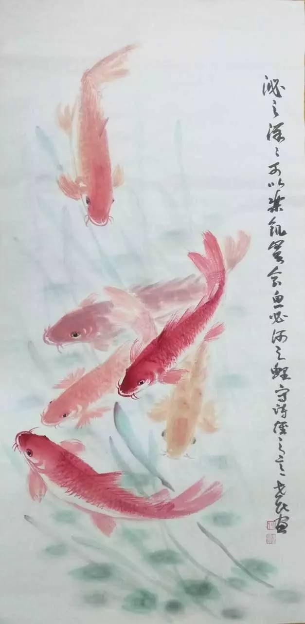上海画家杨在兴画鱼图片
