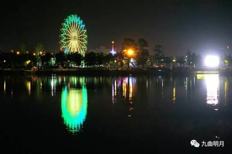 奉化仁湖公园夜景图片