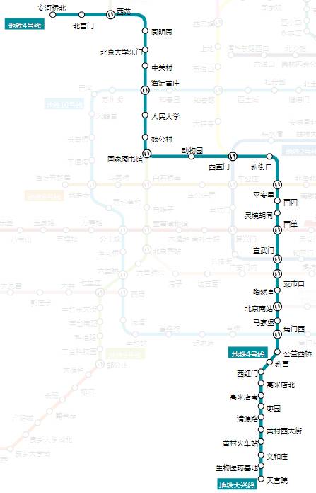 北京四号线地铁线路图图片