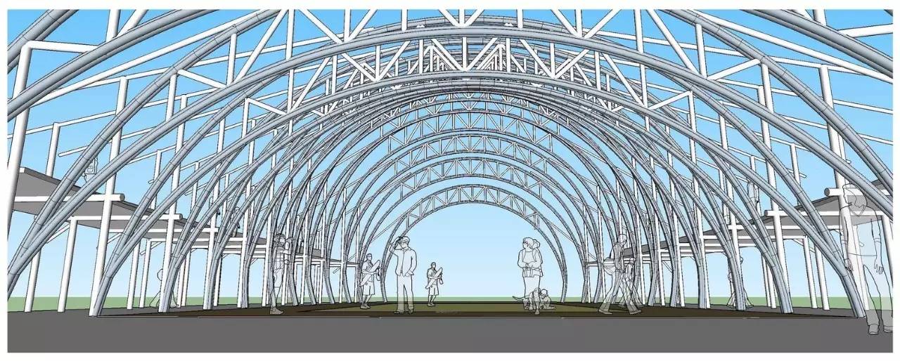 100竹材料的大跨結構建築0碳排放