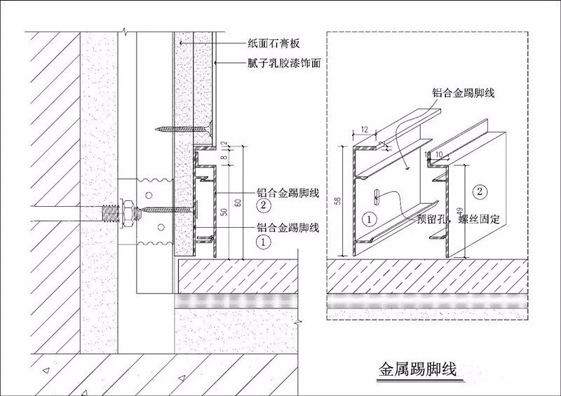 不锈钢踢脚线大样图图片