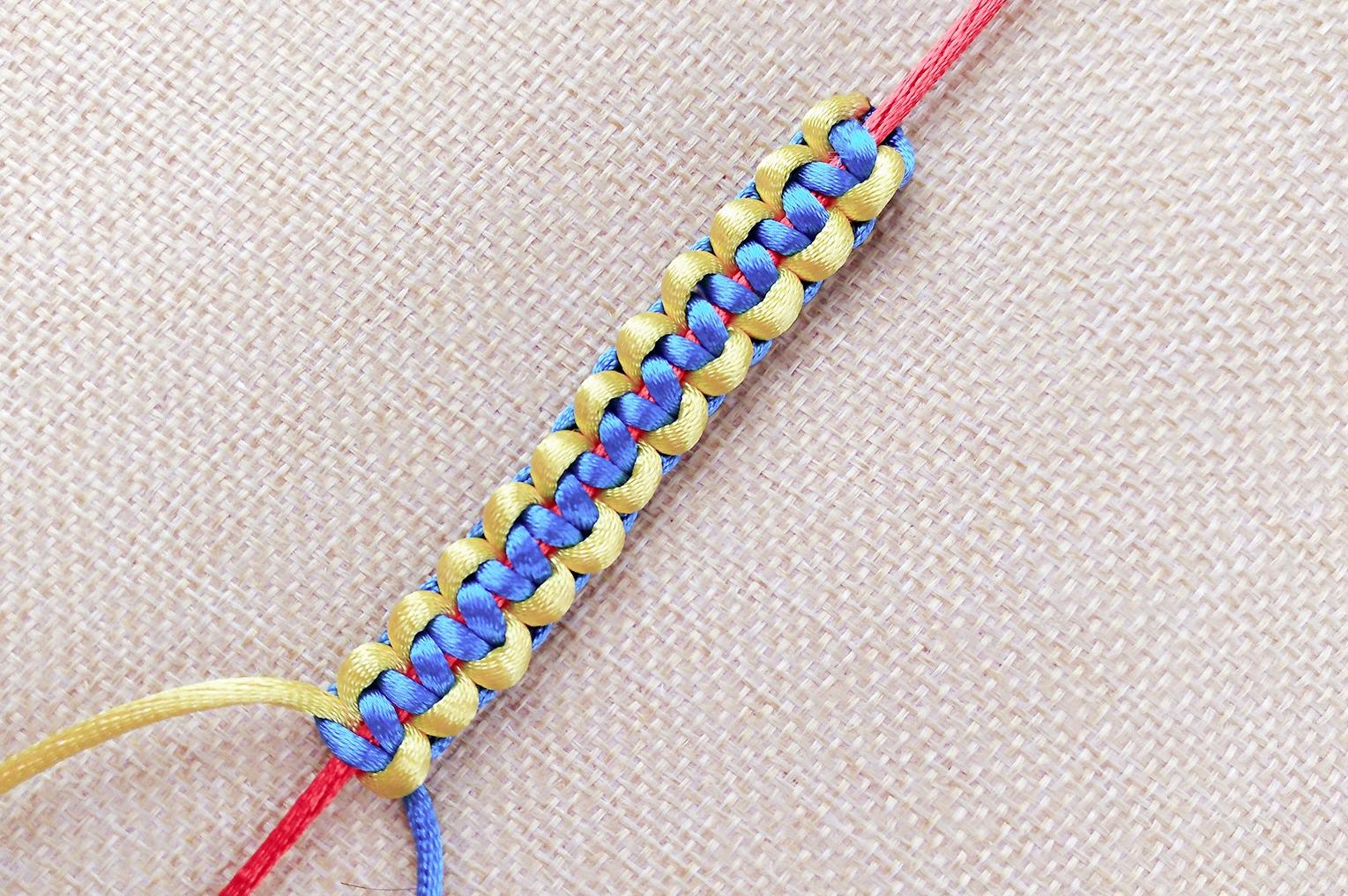 中国结编绳基础第2节双向平结手链的编织方法