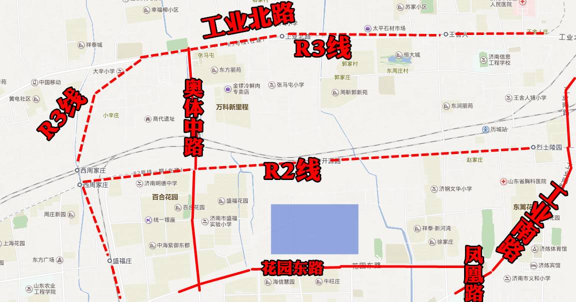 这个区域除了工业北,奥体中路贯穿之外,其他道路路网并不完善,断头路