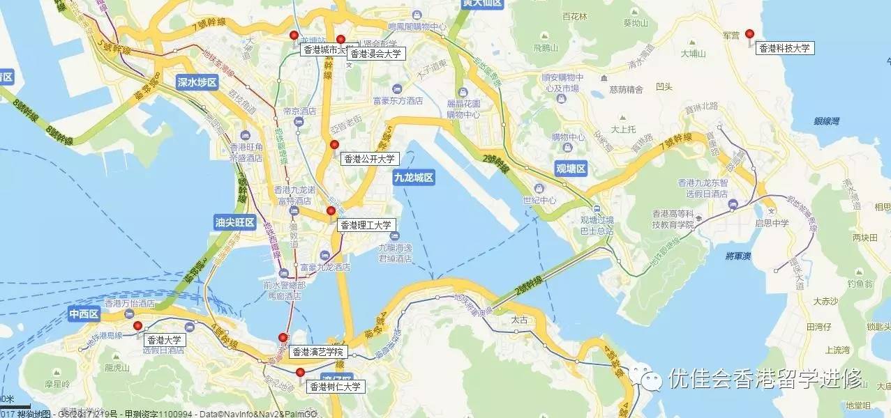 優佳會數據分析香港的院校地理位置及招生情況