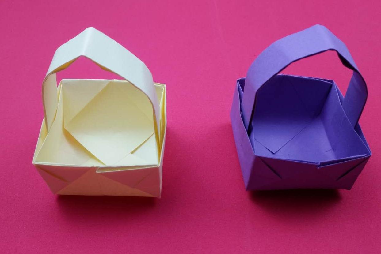 简单折纸篮子图片